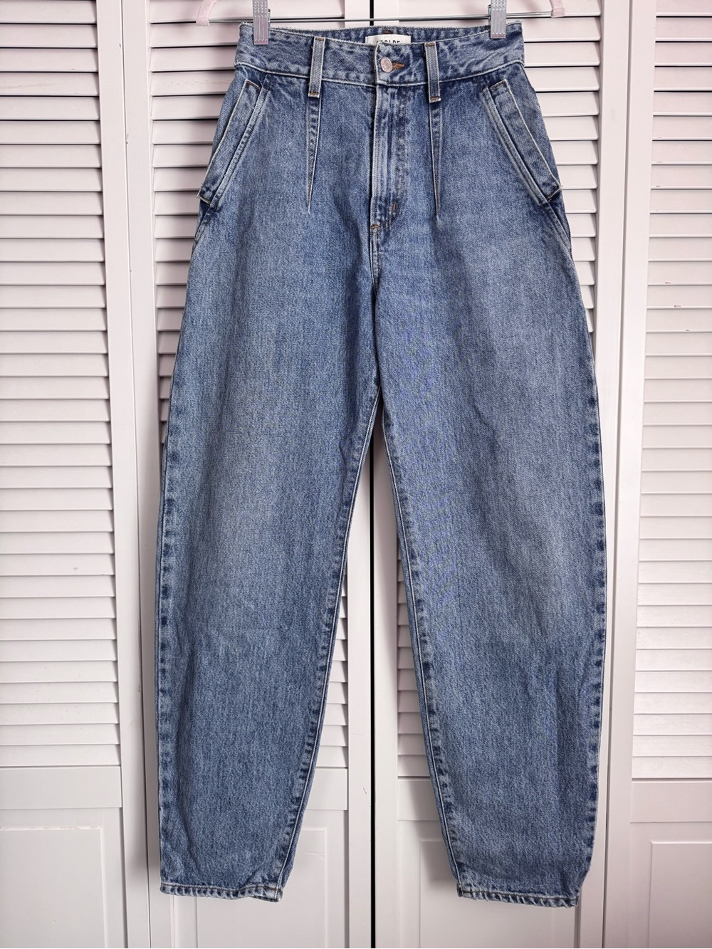 AGOLDE Balloon Baggy Darted Curved Taper Jeans Ankle High Rise Blue Size 23 - Picture 3 of 10